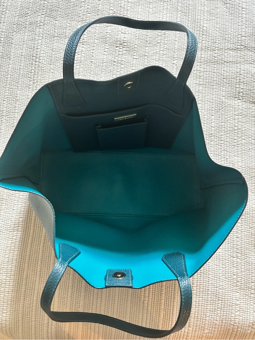 EUC Tory Burch Perry Ocean Green Teal Tote - Picture 7 of 15